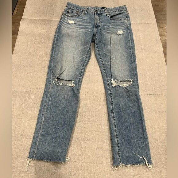 [26R]AG Adriano Goldschmied The Nolan Ankle Relaxed Slim Ankle Distressed Jeans - Picture 1 of 8